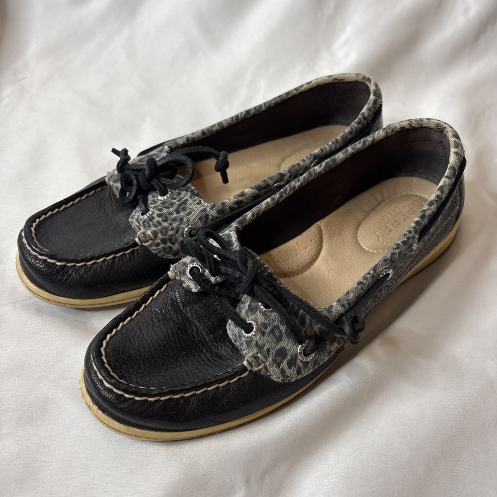 Sperry Women's‎ 7 Firefish Cheetah Leather Boat Shoe Top Sider STS97236